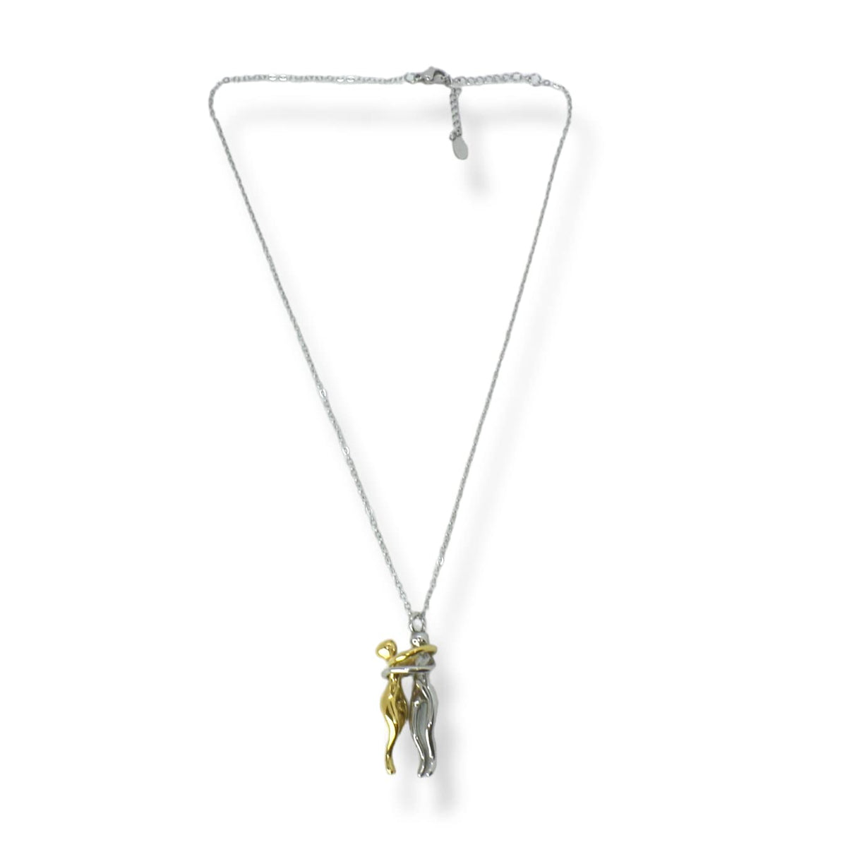 Habibi Jewels Collana da Donna in Acciaio con Ciondolo Abbraccio Innamorati Nero e Color Oro Gold Lui e Lei Fidanzati Amanti Coppia Amore Amicizia Idea Regalo San Valentino Compleanno