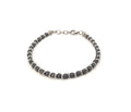 Bracciale da Uomo in Acciaio con Pietre Dure Cubi Ematite Dischetti in Acciaio Chiusura a Moschettone Lunghezza Regolabile Finitura Lucida Lavorazione Artigianale Fatto a Mano Made in Italy