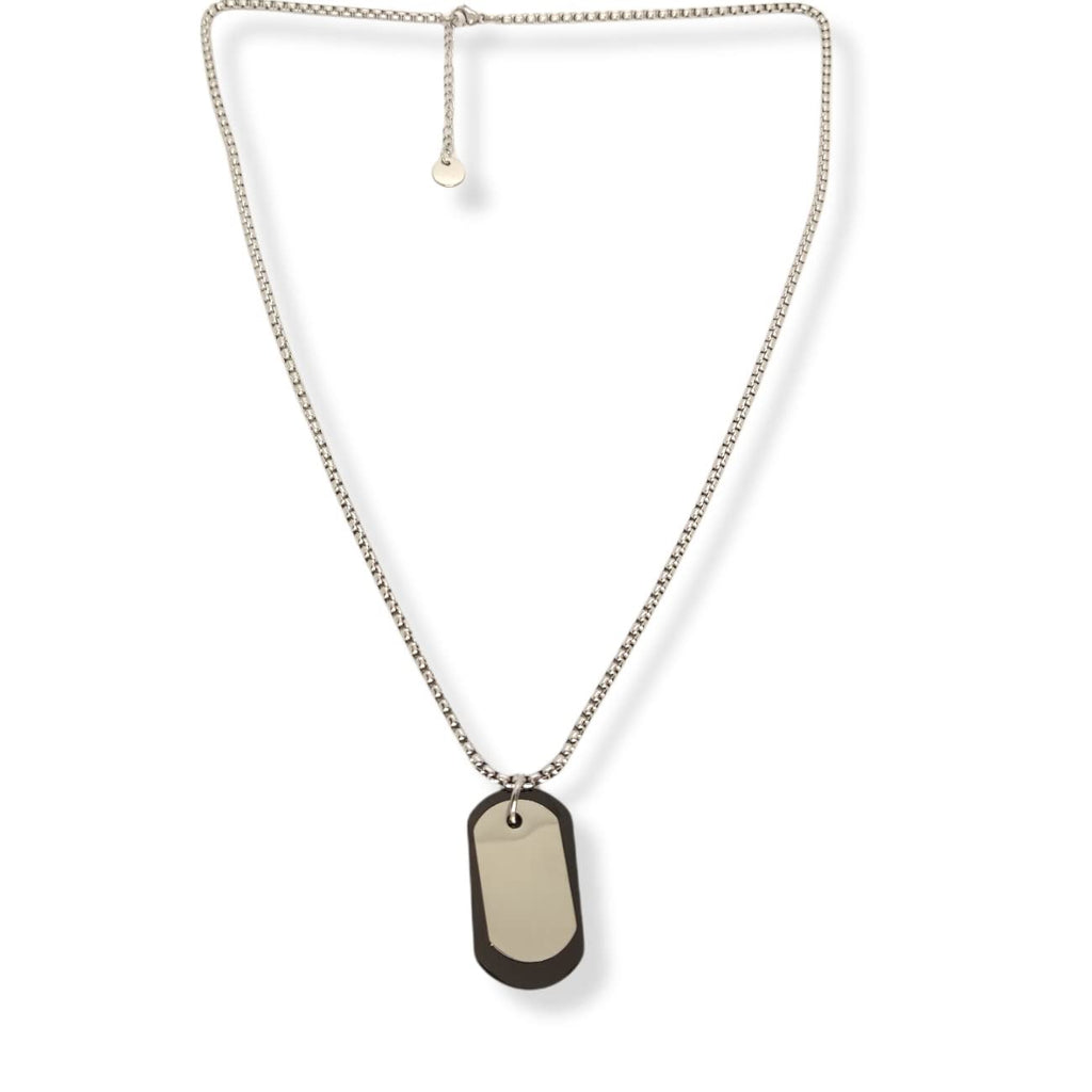 Habibi Jewels Collana in acciaio da uomo con targhetta militare nera e acciaio necklace man targhette piastrina piastrine Sport Idea Regalo Compleanno Amore Amicizia