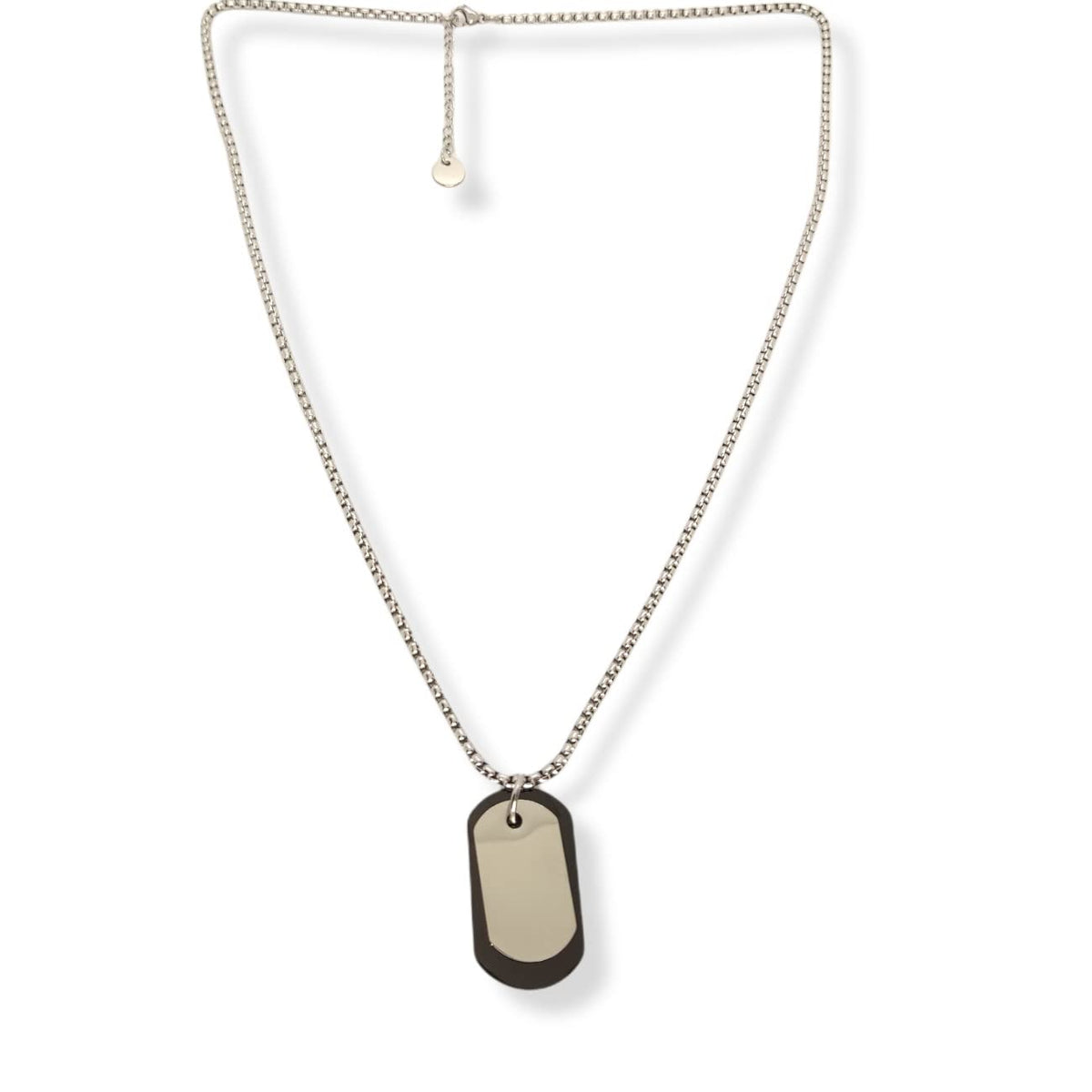 Habibi Jewels Collana in acciaio da uomo con targhetta militare nera e acciaio necklace man targhette piastrina piastrine Sport Idea Regalo Compleanno Amore Amicizia