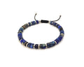 Habibi Jewels Bracciale da Uomo in Pietre Dure Rondelle Diaspro Blu da 6 mm con Elementi in Acciaio e Chiusura Scorrevole Finitura Lucida Lavorazione Artigianale Fatto a Mano Made in Italy