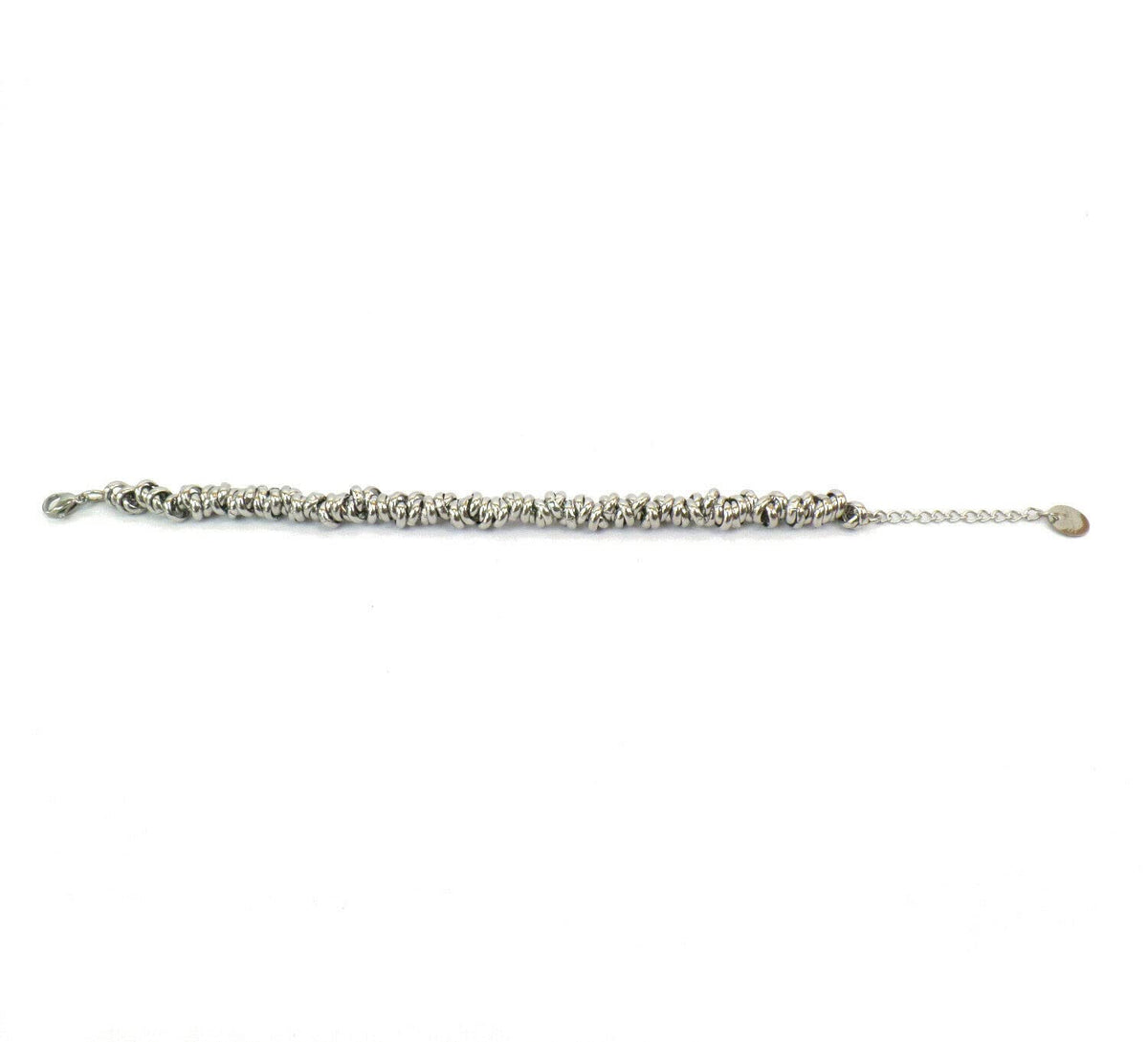 Bracciale Cerchietti Donna in Acciaio con Nodini Intrecciati Chiusura a Moschettone Braccialetto Ragazza Bracelet for Woman Idea Regalo Festa della Mamma Festa della Donna Compleanno Laurea Natale