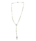 Habibi Jewels Collana Rosario in Acciaio da Uomo Donna color Acciaio e Oro Giallo Grani Perline Medaglietta Madonnina e Ciondolo Croce Idea Regalo Compleanno Laurea Onomastico Comunione