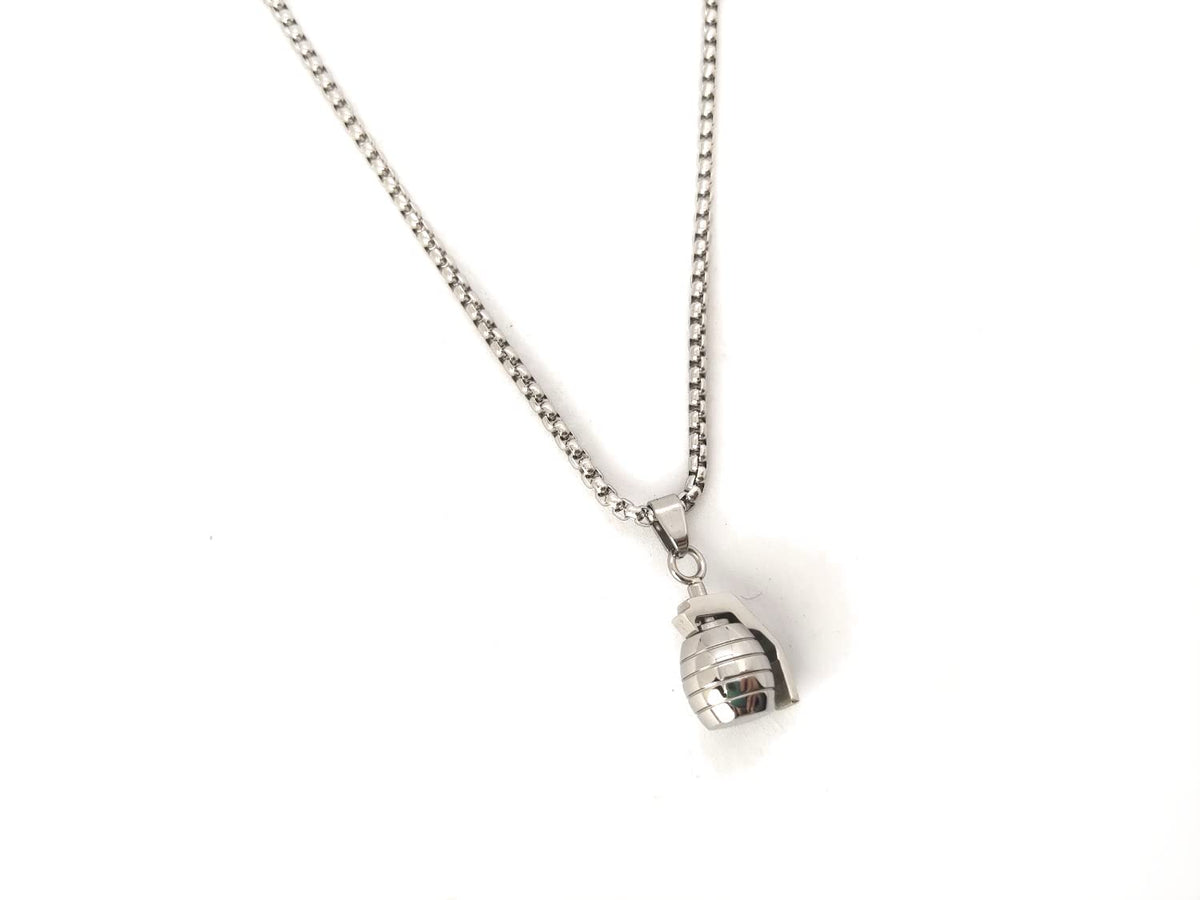 Habibi Jewels Collana Uomo in Acciaio con Ciondolo Bomba a Mano Granata Catena a Maglia Veneziana Chiusura a Moschettone Idea Regalo Festa del Papà Natale Compleanno Laurea San Valentino
