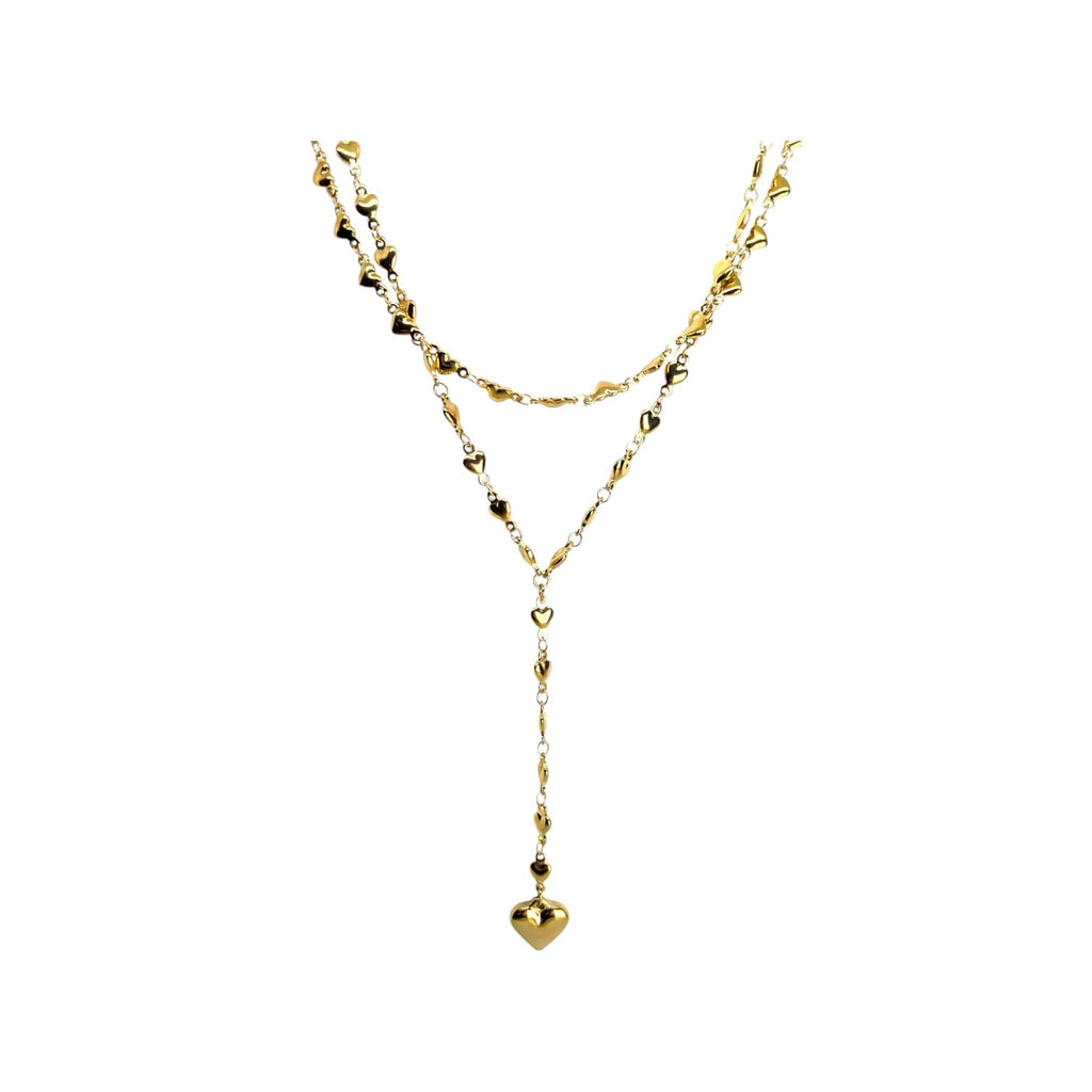 Habibi Jewels Set 2 Collane da Donna in Acciaio Gold con Cuori e pendente a Cuore per Occasioni Speciali Idea Regalo Ragazza Compleanno Festa della Mamma Natale