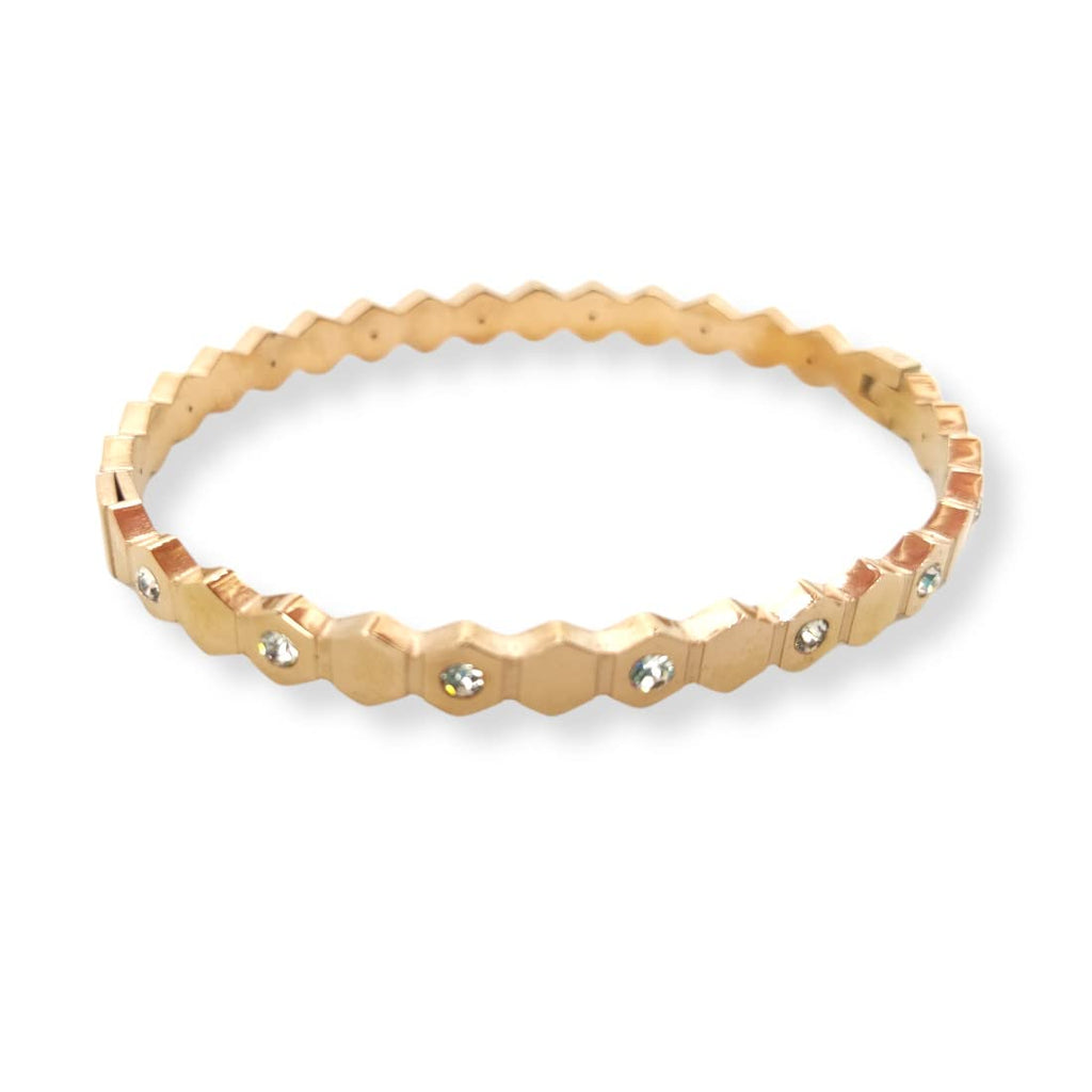Bracciale  rigido colore Oro rosa rosé con strass