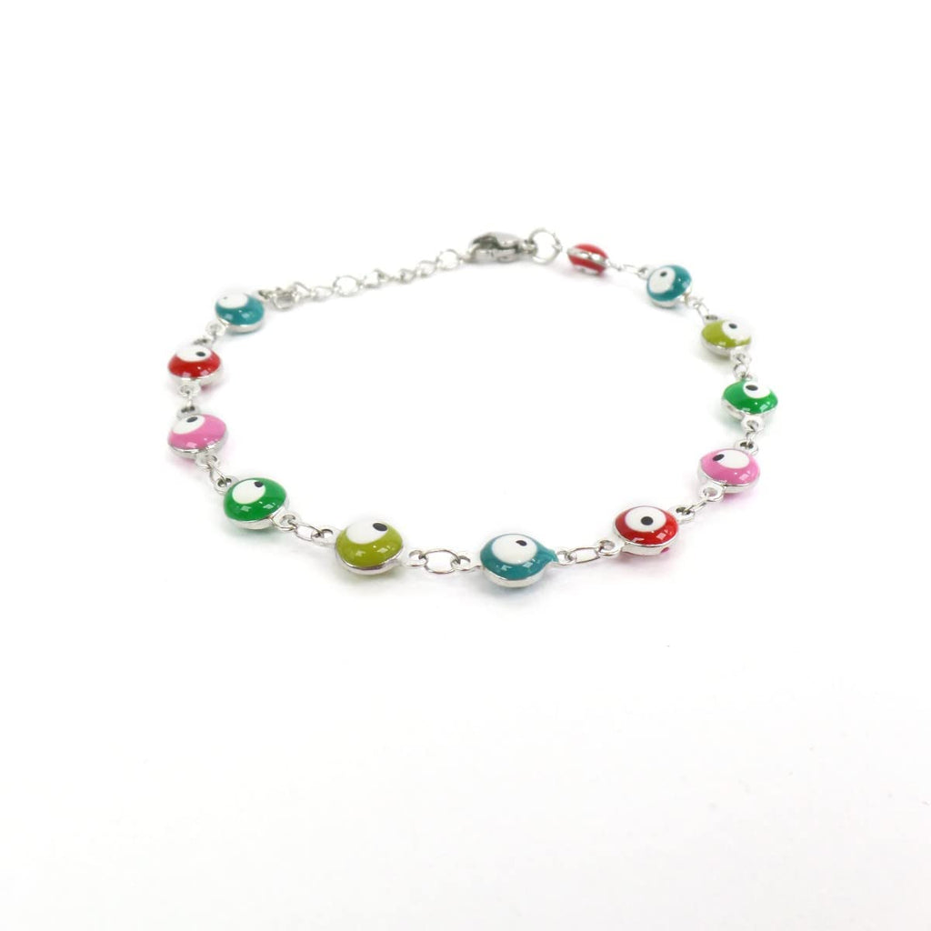 Habibi Jewels Bracciale con Occhio Greco Portafortuna da Donna in Acciaio Amuleto con Moschettone Regolabile Idea Regalo Festa della Mamma Compleanno Laurea