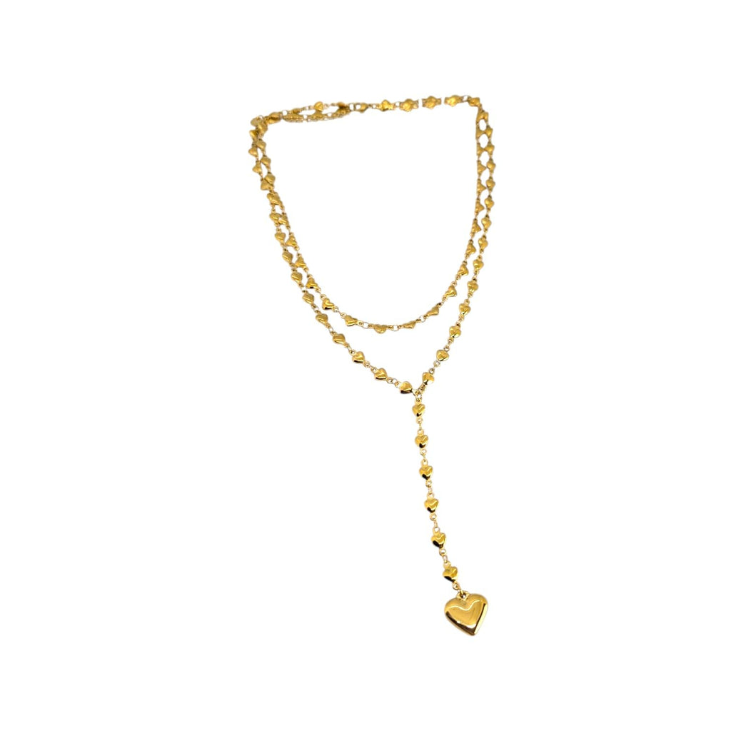 Habibi Jewels Set 2 Collane da Donna in Acciaio Gold con Cuori e pendente a Cuore per Occasioni Speciali Idea Regalo Ragazza Compleanno Festa della Mamma Natale