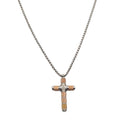 Habibi Jewels Collana Croce Acciaio Uomo Stilizzata Color Oro Rosa Rosé Catena a Maglia Festa del Papà Idea Regalo Compleanno Laurea