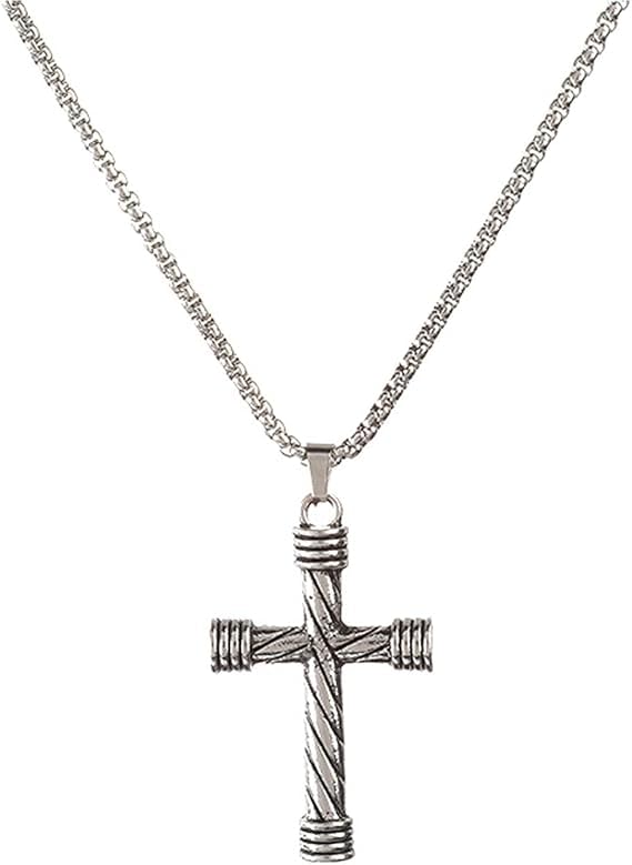 Habibi Jewels Collana Croce Stilizzata da Uomo Catena a Maglia Veneziana Chiusura a Moschettone Idea Regalo Festa del Papà Compleanno Laurea Onomastico