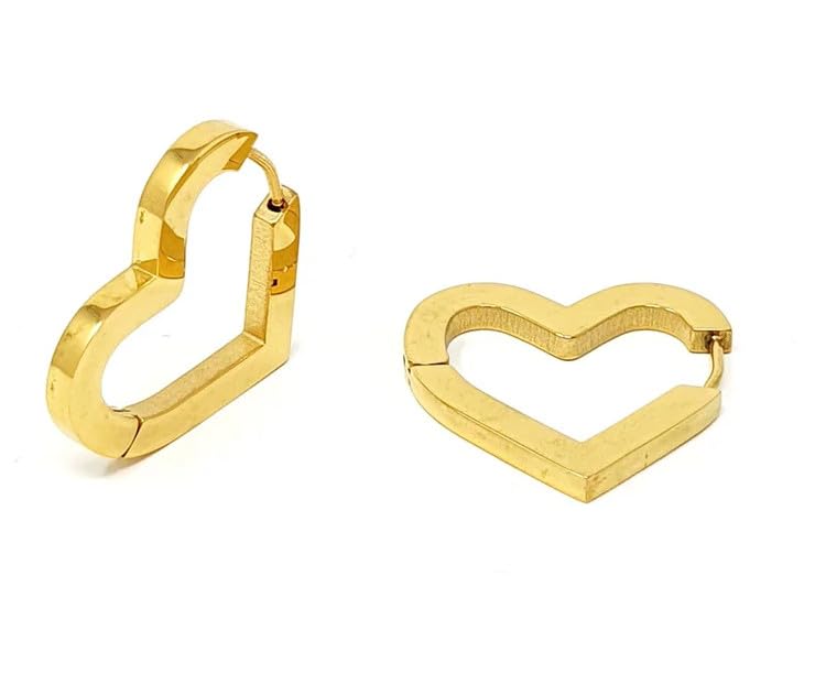 Habibi Jewels Orecchini da Donna Cuore Gold Dorati in Acciaio Inossidabile modello A Lobo Anallergico Chiusura a Scatto Idea Regalo Compleanno Laurea Festa