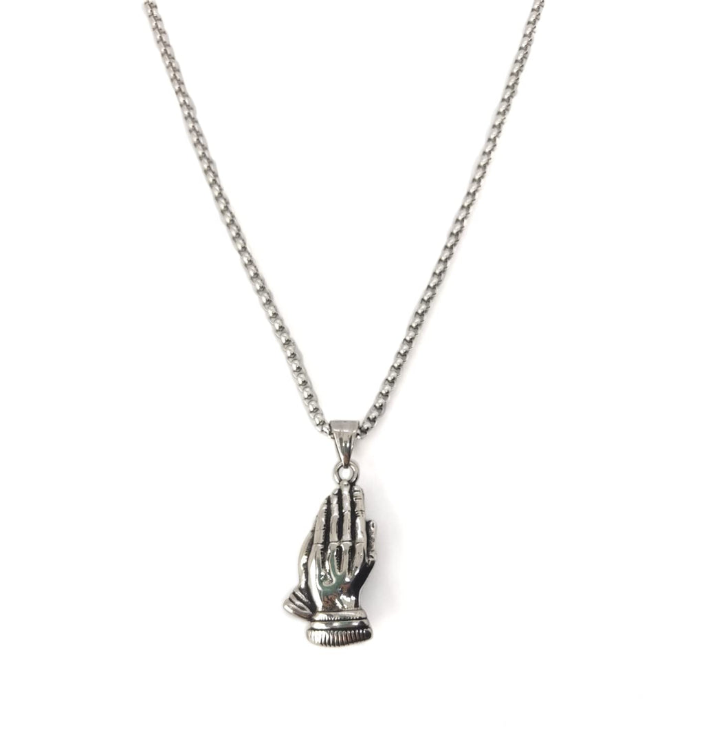Habibi Jewels Collana in Acciaio con Ciondolo Mani in Preghiera Uomo Catena Maglia Veneziana Chiusura a Moschettone Idea Regalo Festa del Papà Compleanno Laurea Religione