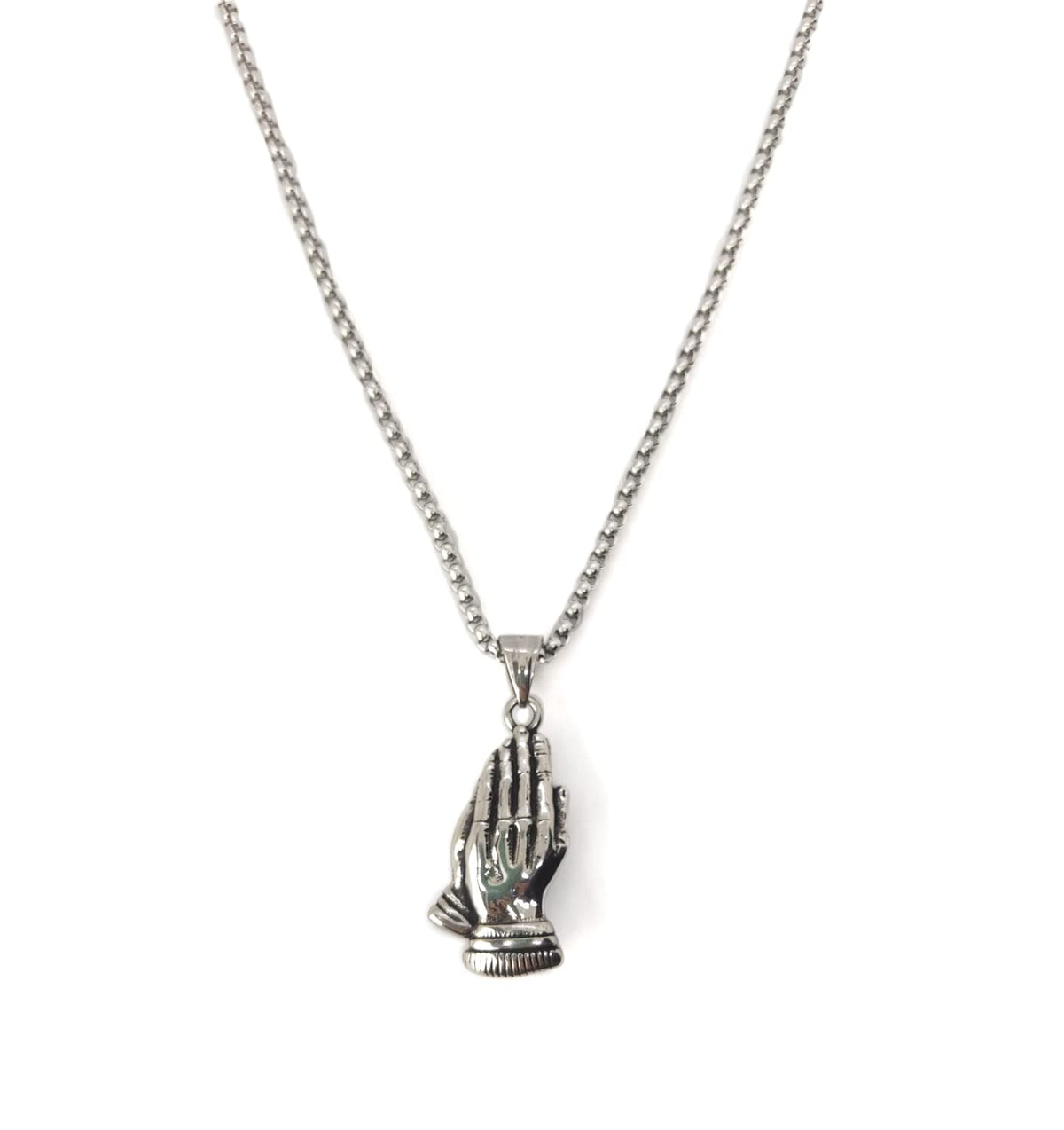 Habibi Jewels Collana in Acciaio con Ciondolo Mani in Preghiera Uomo Catena Maglia Veneziana Chiusura a Moschettone Idea Regalo Festa del Papà Compleanno Laurea Religione