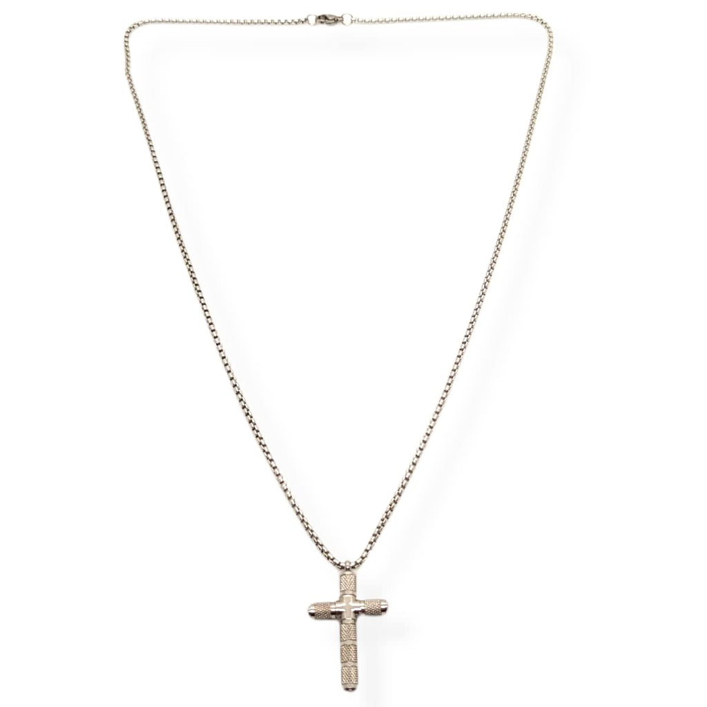 Habibi Jewels Collana Croce Acciaio Uomo Stilizzata Catena a Maglia Chiusura a Moschettone Festa del Papà Idea Regalo Compleanno Laurea