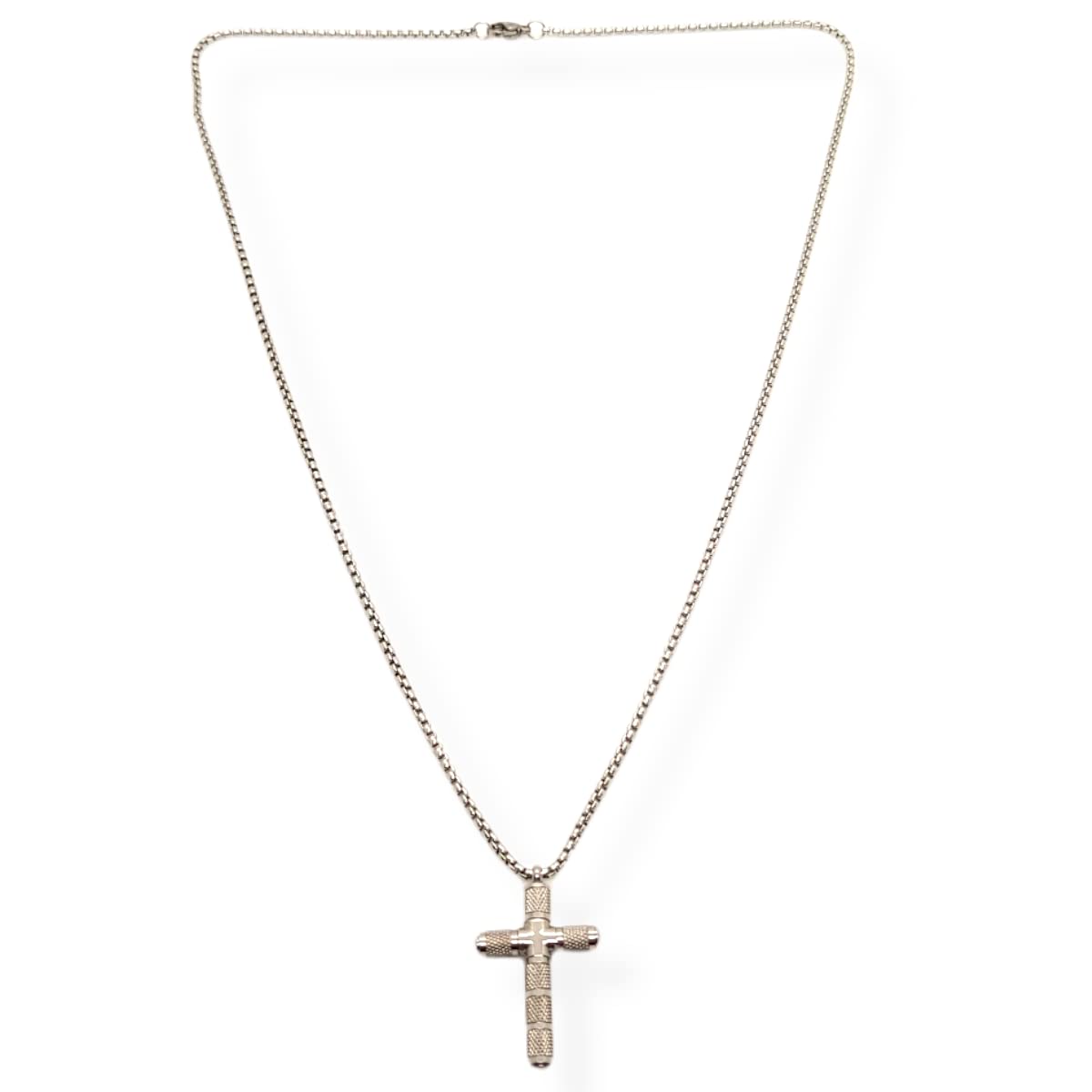 Habibi Jewels Collana Croce Acciaio Uomo Stilizzata Catena a Maglia Chiusura a Moschettone Festa del Papà Idea Regalo Compleanno Laurea