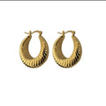 Habibi Jewels Orecchini da Donna Cerchi Cerchietti Rigati Gold in Acciaio Inossidabile modello Bombato Anallergico Idea Regalo Compleanno Laurea Festa