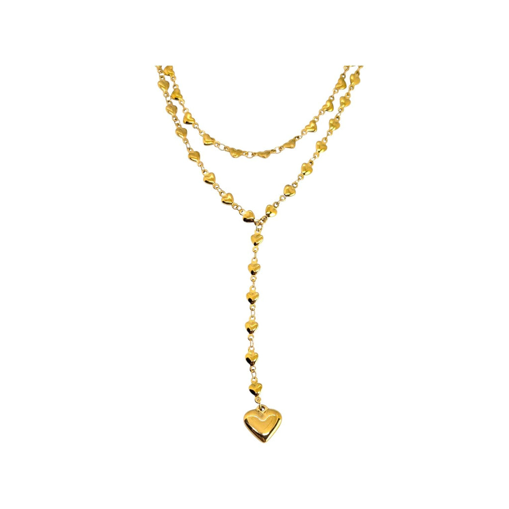 Habibi Jewels Set 2 Collane da Donna in Acciaio Gold con Cuori e pendente a Cuore per Occasioni Speciali Idea Regalo Ragazza Compleanno Festa della Mamma Natale