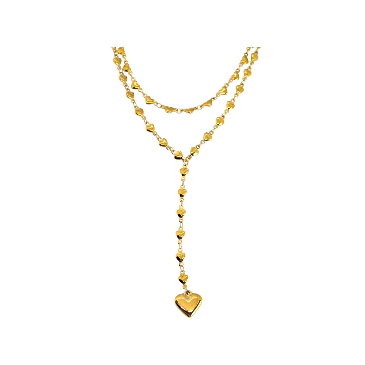 Habibi Jewels Set 2 Collane da Donna in Acciaio Gold con Cuori e pendente a Cuore per Occasioni Speciali Idea Regalo Ragazza Compleanno Festa della Mamma Natale