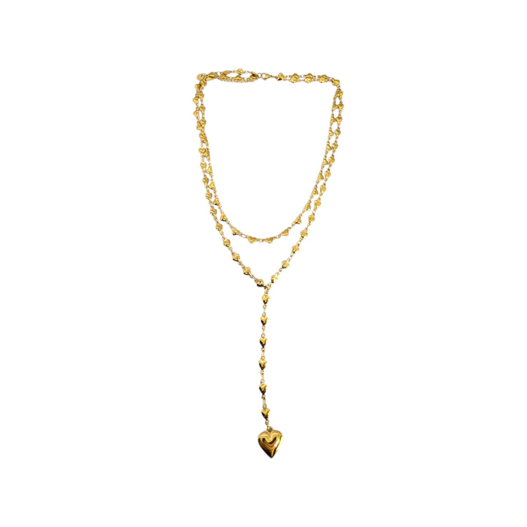 Habibi Jewels Set 2 Collane da Donna in Acciaio Gold con Cuori e pendente a Cuore per Occasioni Speciali Idea Regalo Ragazza Compleanno Festa della Mamma Natale