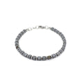Bracciale Regolabile Uomo Donna Bracciale con Pietre Dure Naturali Ematite a cubetti e moschettone in Acciaio