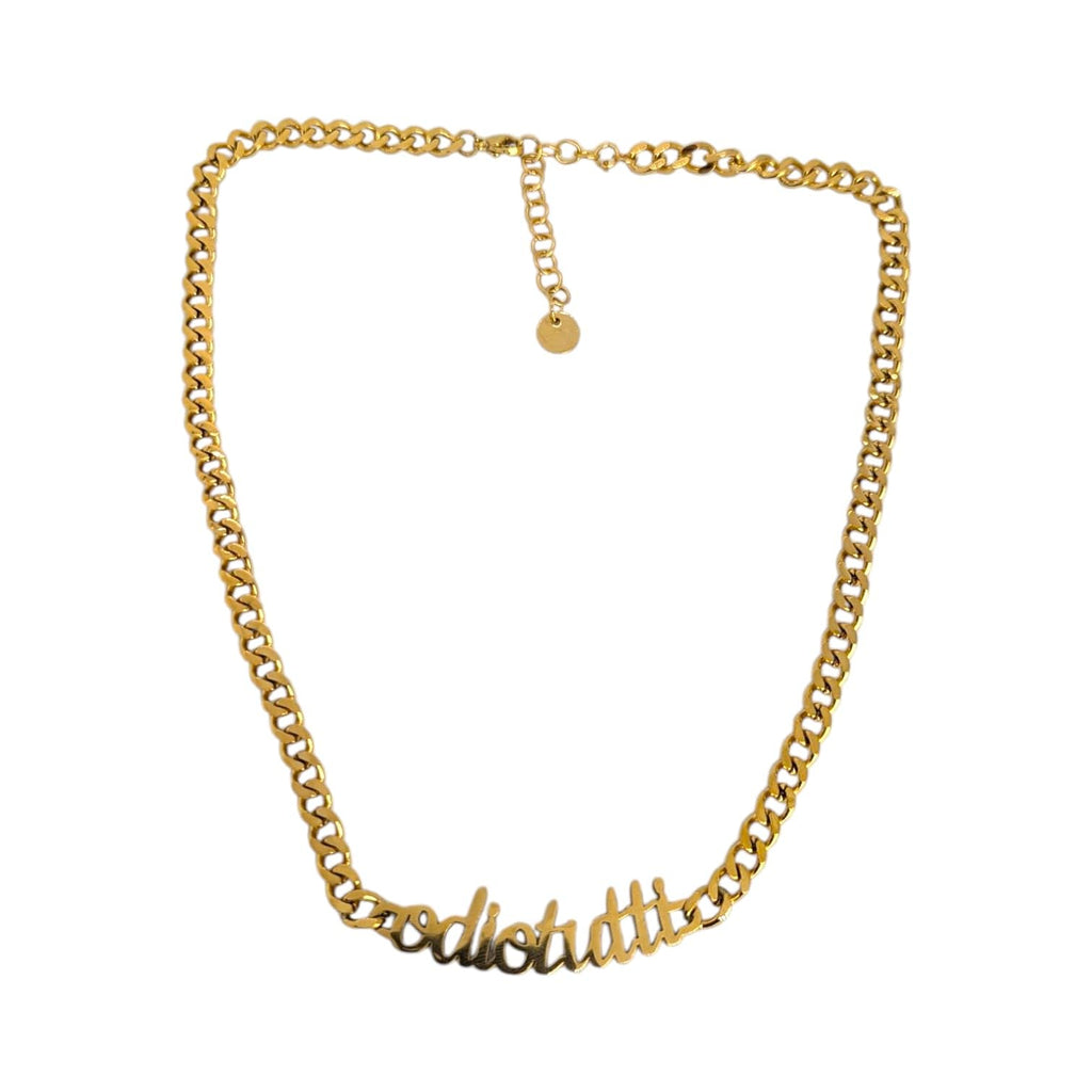 Habibi Jewels Collana in Acciaio da Donna con scritta ODIO TUTTI Gold a Maglia Larga Collanina Idea Regalo Compleanno Laurea Onomastico Festa della Mamma