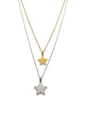 Habibi Jewels Collana da Donna in Acciaio Doppio Filo con Stelle e Strass Silver Color Oro Gold Stella Amore Amicizia Idea Regalo San Valentino Compleanno Laurea