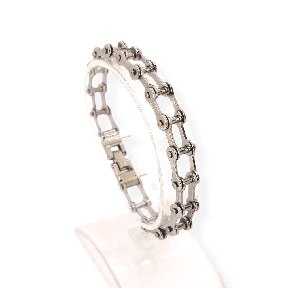 Habibi Jewels Bracciale Catena Moto da Uomo in Acciaio Modello Maglia Braccialetto Idea Regalo Festa del Papà Compleanno Laurea