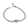 Habibi Jewels Bracciale Tennis Donna in Acciaio con Cuore Brillantino Rosa e Strass Brillantini Braccialetto Idea Regalo Festa della Mamma Compleanno Laurea