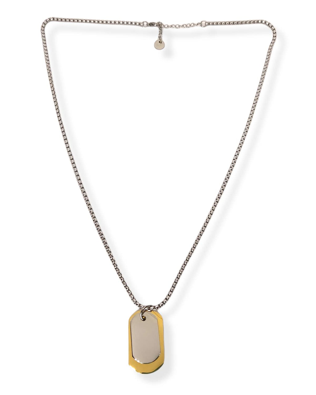 Habibi Jewels Collana in Acciaio da Uomo con Targhetta Militare Acciaio e Oro Giallo Dorata Necklace Man Targhette Piastrina Piastrine Festa del papà Regalo Compleanno Laurea Natale Onomastico