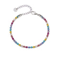 Habibi Jewels Bracciale Tennis in Acciaio Silver con Cristalli Brillantini Multicolor da Donna Elegante e Versatile Regolabile Idea Regalo