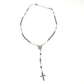 Habibi Jewels Collana Rosario in Acciaio da Uomo Donna Silver e Nero Grani Perline Medaglietta Madonnina e Ciondolo Croce Idea Regalo Compleanno Laurea Onomastico Comunione