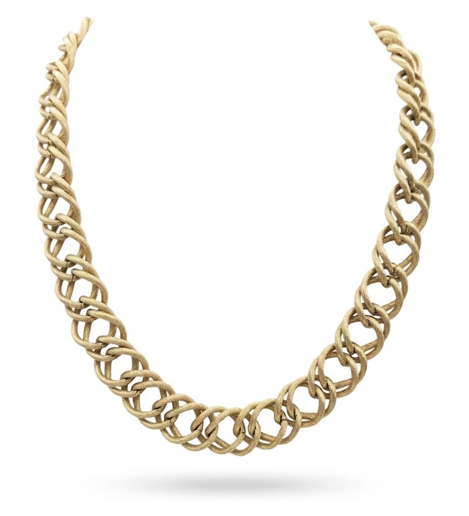 Habibi Jewels Collana Girocollo in Acciaio Gold Dorata da Donna a Catena Intrecciata, Design a Nodi Gourmette Satinata Stile Vintage Elegante per Cerimonie e Quotidiano