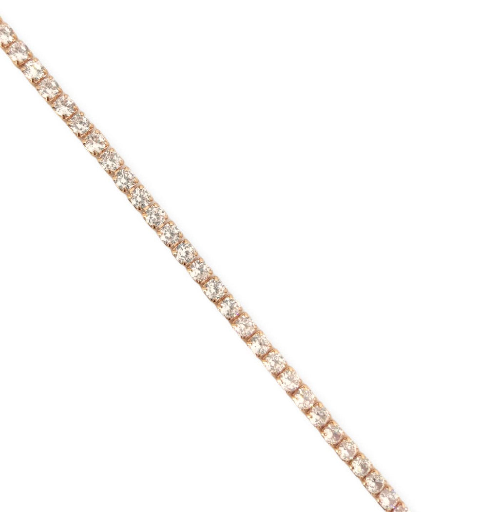 Habibi Jewels Bracciale Tennis Donna in Acciaio Color Oro Rosa Rosé con Strass Bianchi Brillantini Braccialetto Idea Regalo Compleanno Laurea