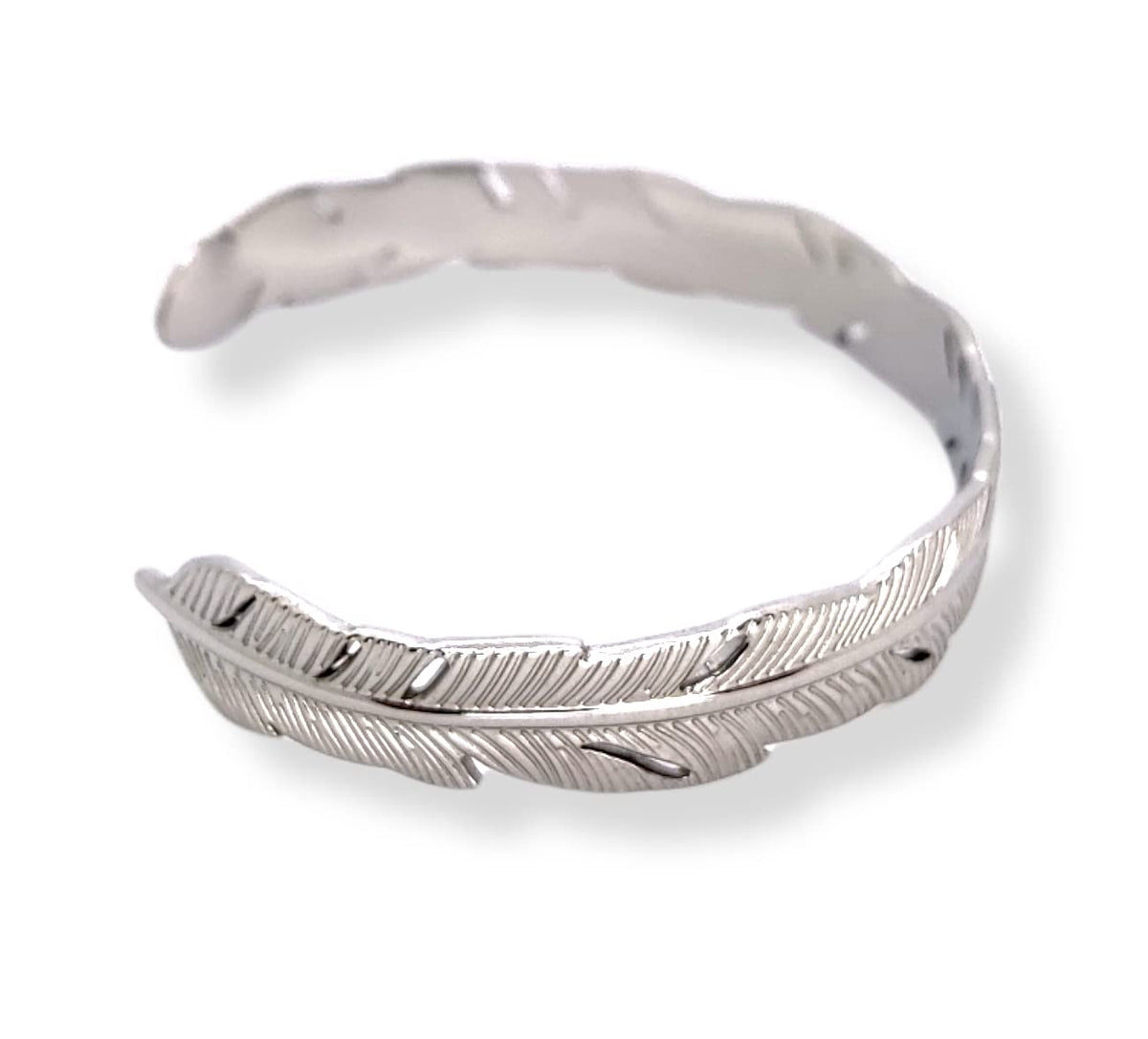 Habibi Jewels Bracciale Fascia Donna Uomo in Acciaio Modello Rigido con Piuma Regolabile Bracelet for Man Regalo Uomo Festa del Papà Compleanno Laurea Natale