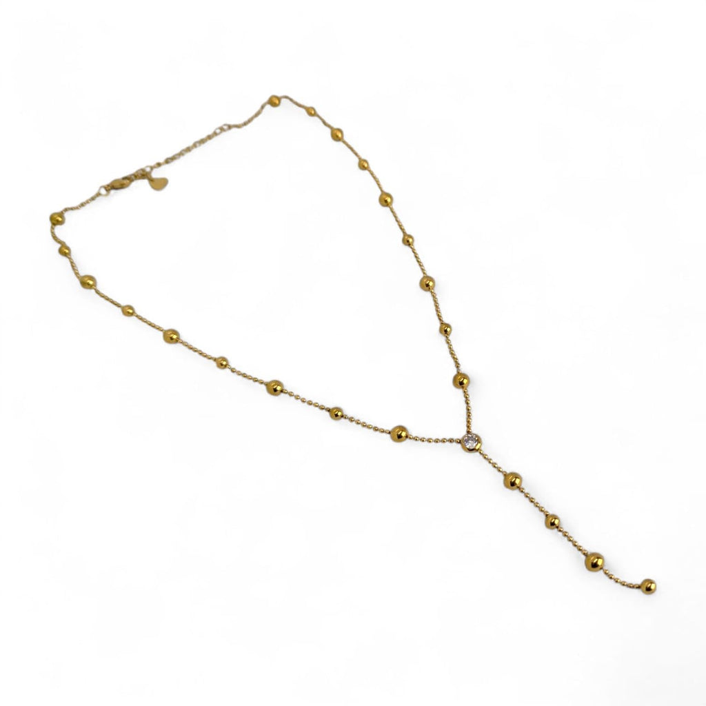 Habibi Jewels Collana da Donna in Acciaio Gold con Sfere e Punto Luce centrale Modello a Y Ideale per Occasioni Speciali Idea Regalo Ragazza Compleanno Festa della Mamma Natale
