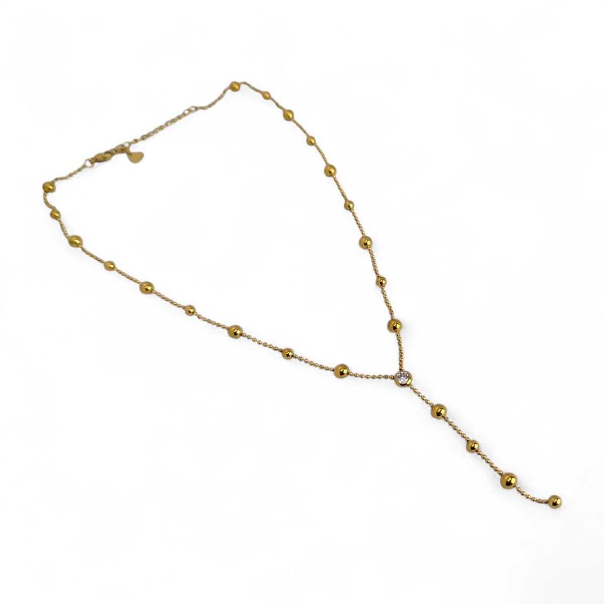 Habibi Jewels Collana da Donna in Acciaio Gold con Sfere e Punto Luce centrale Modello a Y Ideale per Occasioni Speciali Idea Regalo Ragazza Compleanno Festa della Mamma Natale