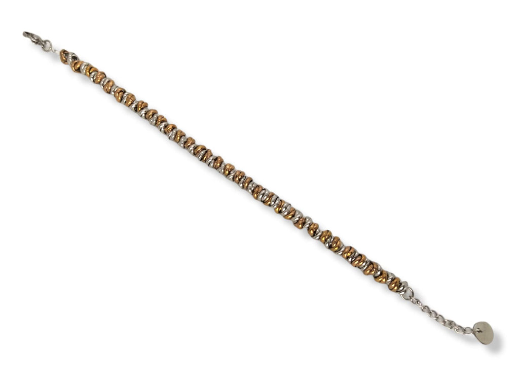 Bracciale Cerchietti Donna in Acciaio con Nodini Intrecciati Bronzo Chiusura a Moschettone Braccialetto Ragazza Bracelet for Woman Idea Regalo Festa della Mamma Festa della Donna Compleanno Laurea