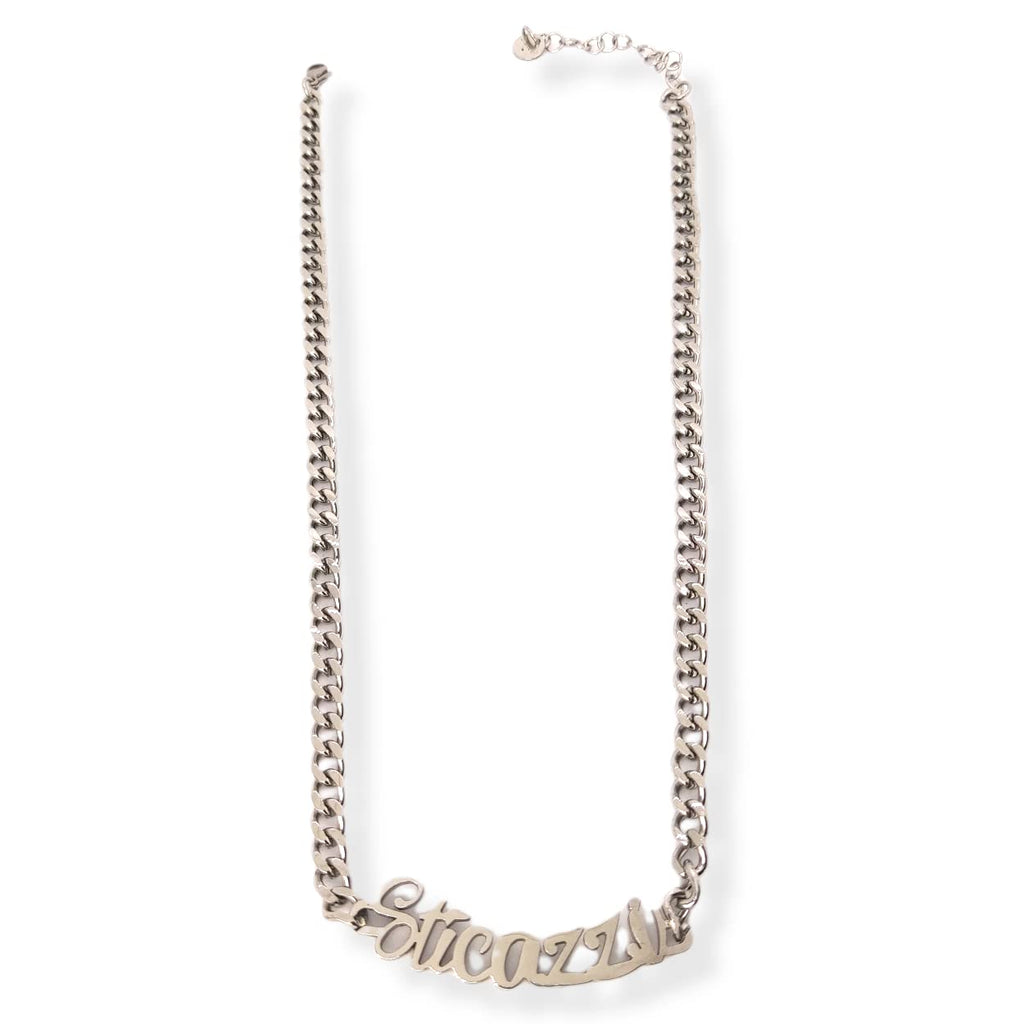 Habibi Jewels Collana in Acciaio da Donna con scritta Sticazzi a Maglia Larga Collanina Necklace for Woman Regalo Compleanno Laurea Onomastico Festa della Mamma