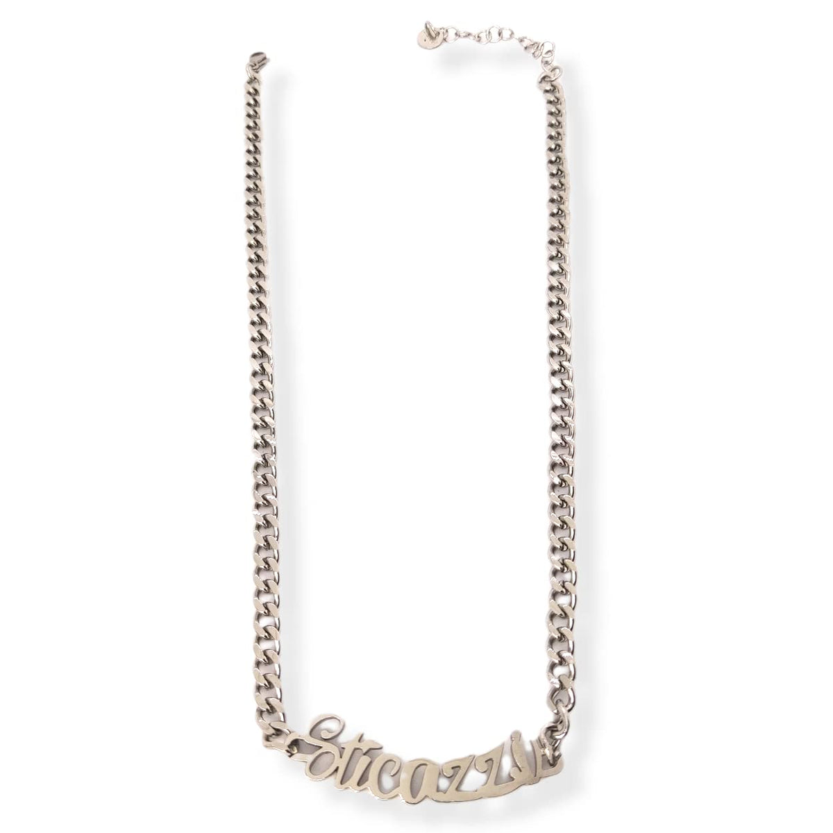 Habibi Jewels Collana in Acciaio da Donna con scritta Sticazzi a Maglia Larga Collanina Necklace for Woman Regalo Compleanno Laurea Onomastico Festa della Mamma