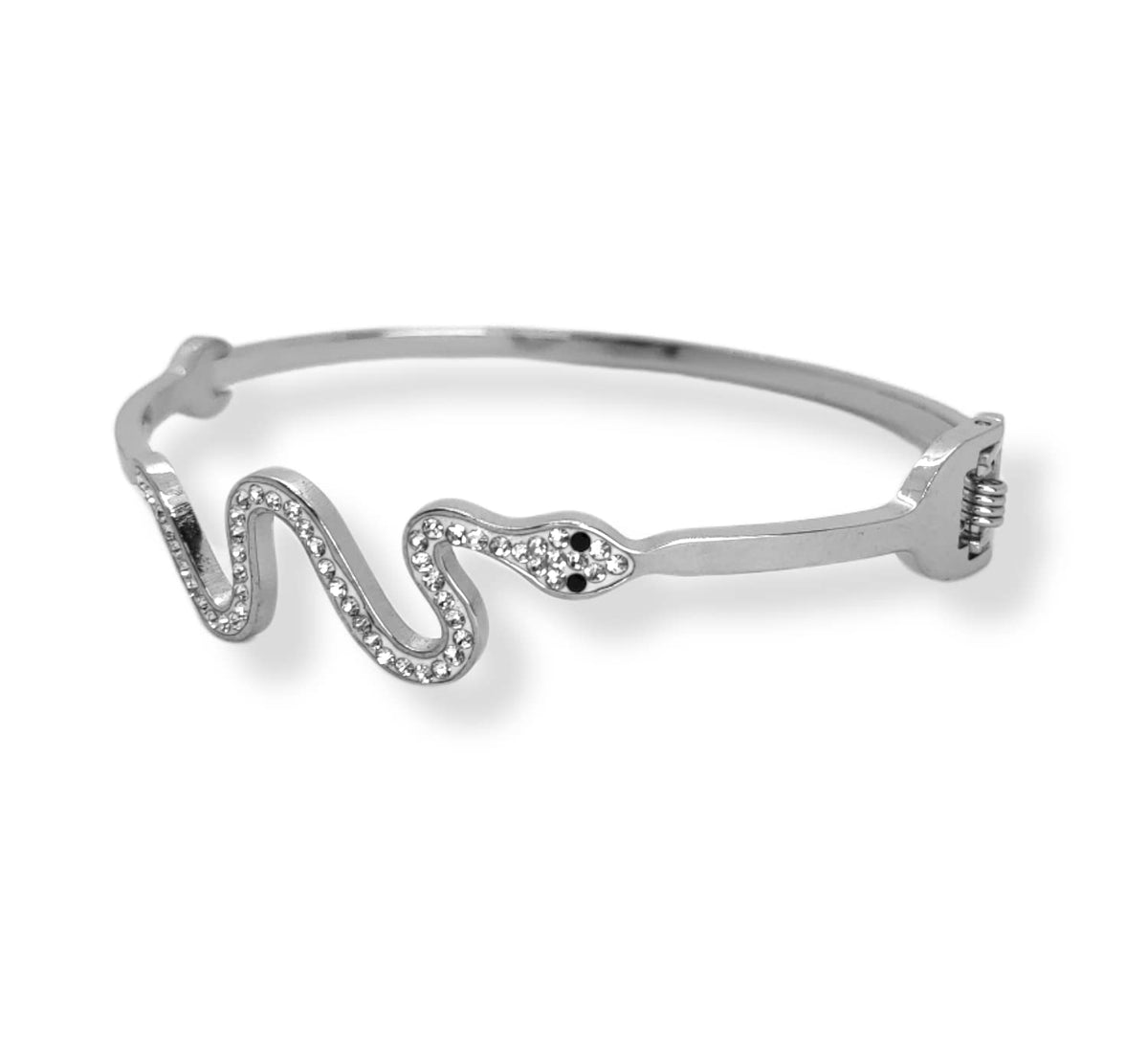Habibi Jewels Bracciale brillantini Donna Acciaio rigido con serpente zirconi modello a manetta braccialetto ragazza gioiello bijoux