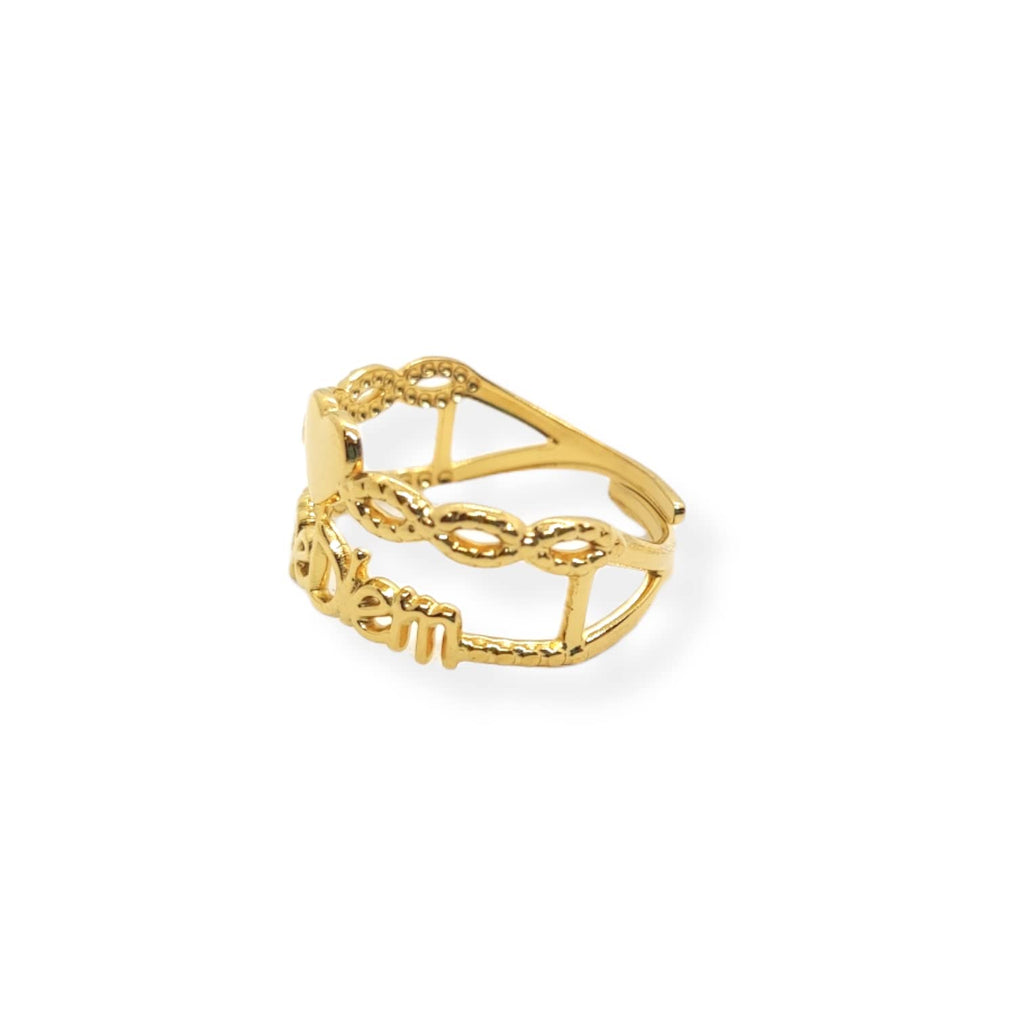 Habibi Jewels Anello da Donna in Acciaio Con Scritta Carpe Diem Color Oro Giallo Gold Regolabile Ring for Woman Idea Regalo Festa della donna compleanno Natale