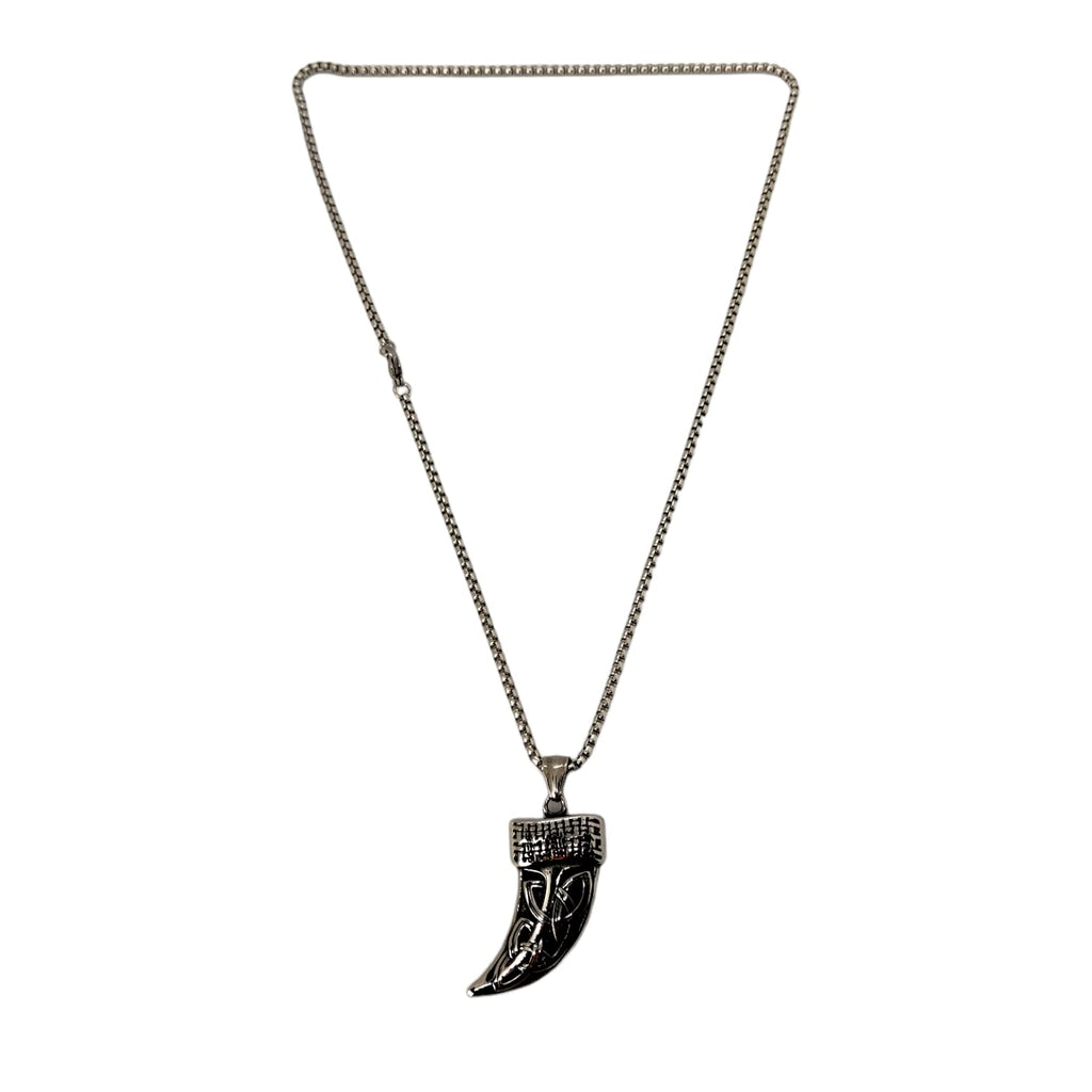 Habibi Jewels Collana Dente di Lupo Celtico da Uomo in Acciaio con Catena a Maglia Veneziana Chiusura a Moschettone Idea Regalo Festa del Papà Natale Compleanno Laurea
