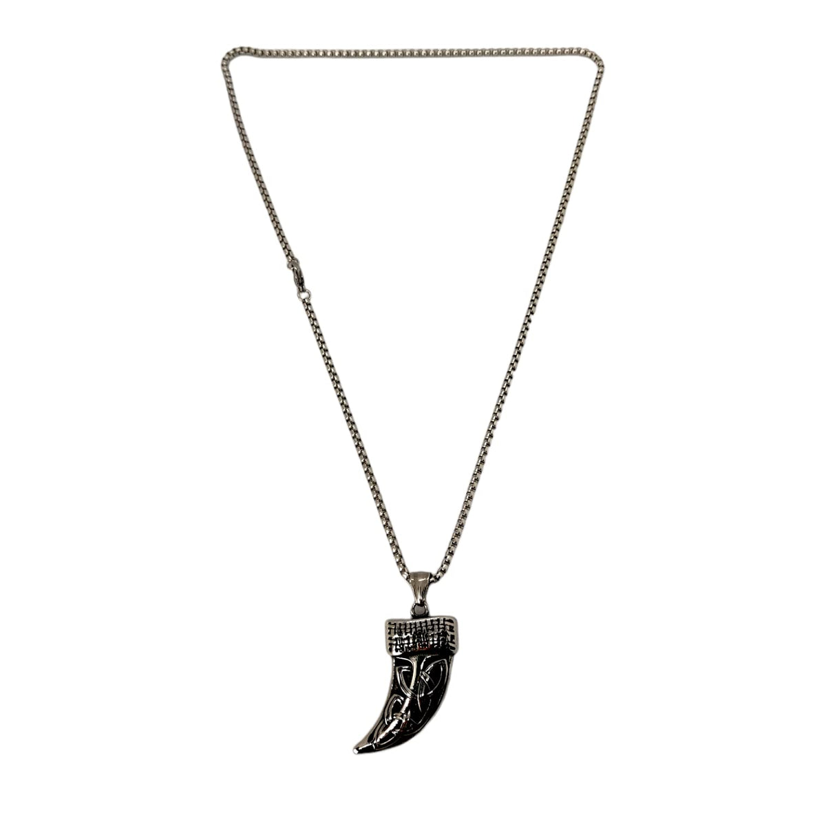 Habibi Jewels Collana Dente di Lupo Celtico da Uomo in Acciaio con Catena a Maglia Veneziana Chiusura a Moschettone Idea Regalo Festa del Papà Natale Compleanno Laurea