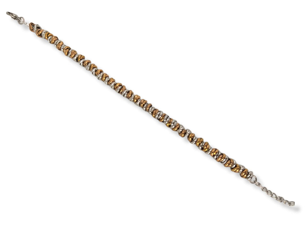 Bracciale Cerchietti Donna in Acciaio con Nodini Intrecciati Bronzo Chiusura a Moschettone Braccialetto Ragazza Bracelet for Woman Idea Regalo Festa della Mamma Festa della Donna Compleanno Laurea