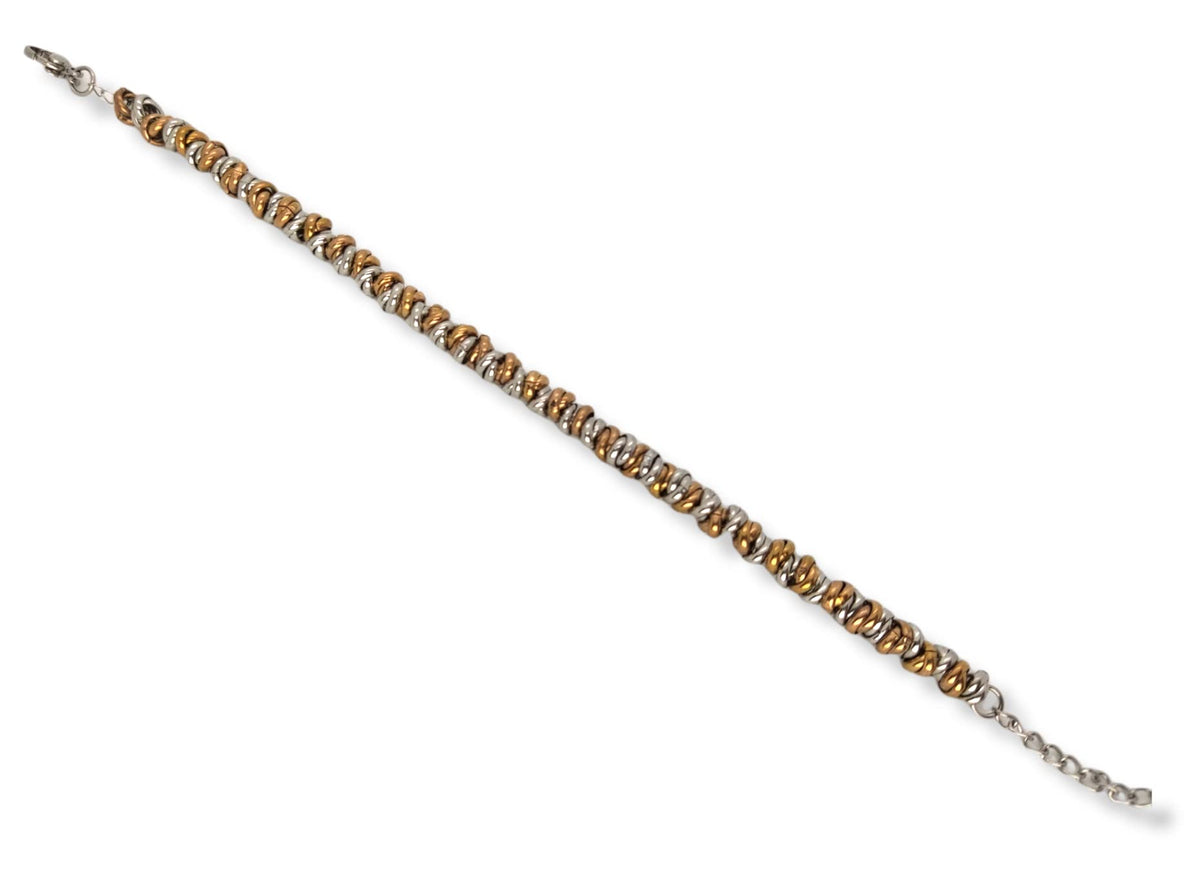 Bracciale Cerchietti Donna in Acciaio con Nodini Intrecciati Bronzo Chiusura a Moschettone Braccialetto Ragazza Bracelet for Woman Idea Regalo Festa della Mamma Festa della Donna Compleanno Laurea