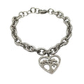 Bracciale da Donna in Acciaio con Cuore Albero della Vita Zirconi Brillantini Catena a Maglia Larga Braccialetto Compleanno Laurea Onomastico Festa della Mamma Festa della Donna Amicizia
