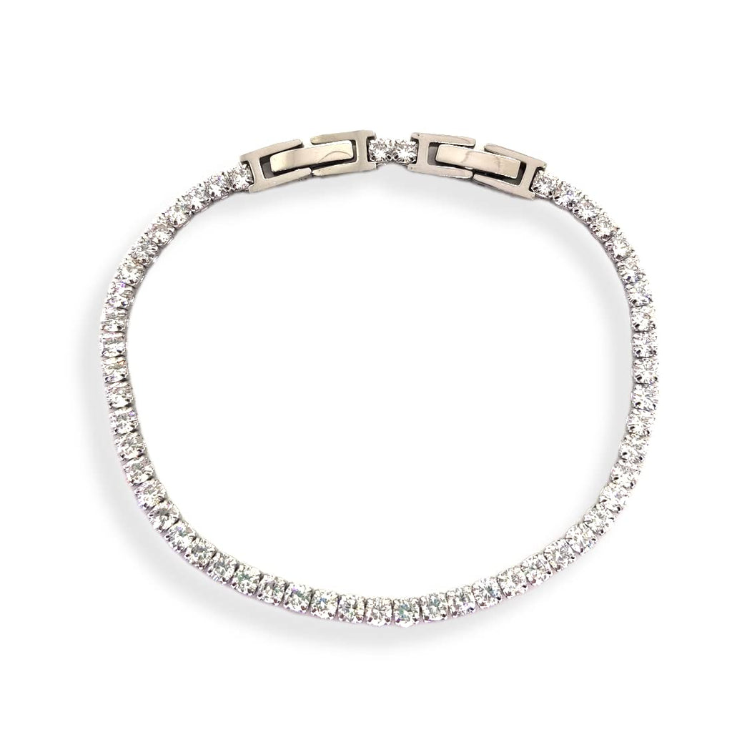 Habibi Jewels Bracciale Tennis Donna Uomo in Acciaio modello Bianco Strass Brillantini Braccialetto Idea Regalo Compleanno Laurea