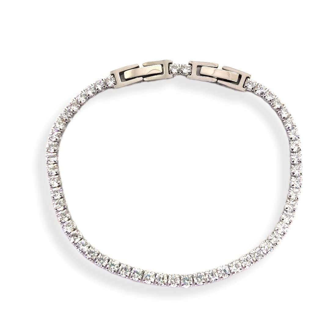 Habibi Jewels Bracciale Tennis Donna Uomo in Acciaio modello Bianco Strass Brillantini Braccialetto Idea Regalo Compleanno Laurea