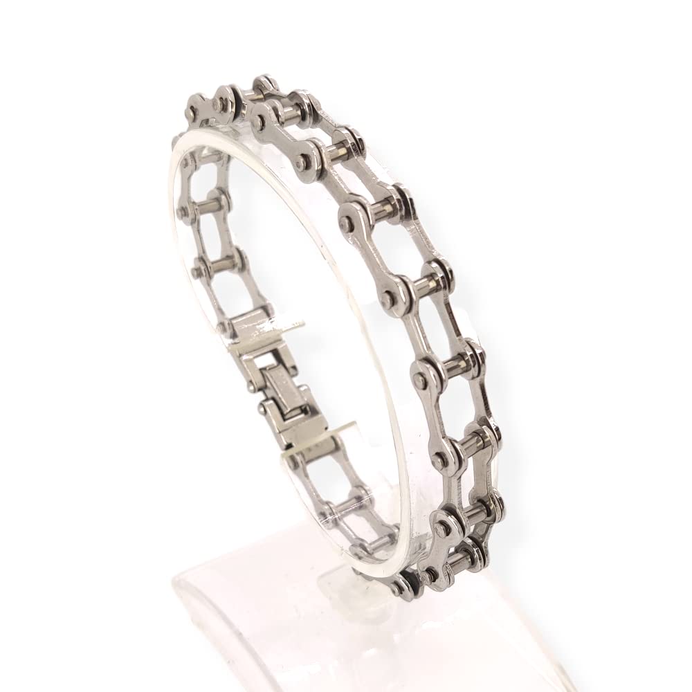 Habibi Jewels Bracciale Catena Moto da Uomo in Acciaio Modello Maglia Braccialetto Idea Regalo Festa del Papà Compleanno Laurea