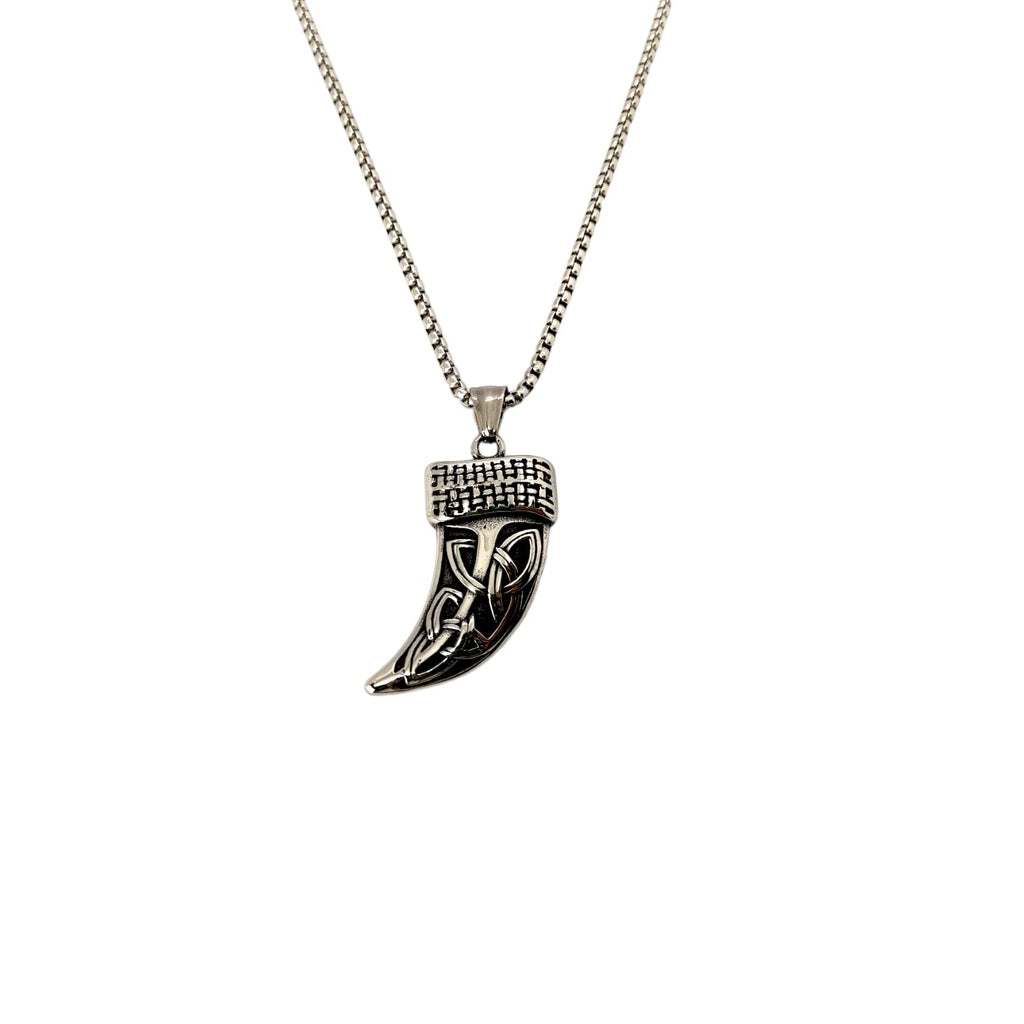 Habibi Jewels Collana Dente di Lupo Celtico da Uomo in Acciaio con Catena a Maglia Veneziana Chiusura a Moschettone Idea Regalo Festa del Papà Natale Compleanno Laurea